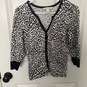White House Black Market Animal Print Cardigan